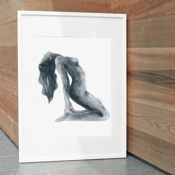 Watercolor Abstract Nude Woman Portrait Print Poster Unframed - Picture 5 of 9